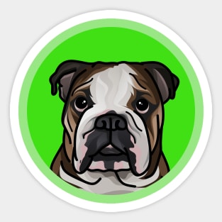 Green Pop Art Cartoon English Bulldog Puppy Sticker